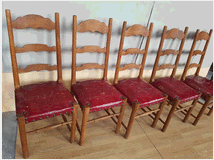 Gruppo di 5 sedie in massello di epoca 900'